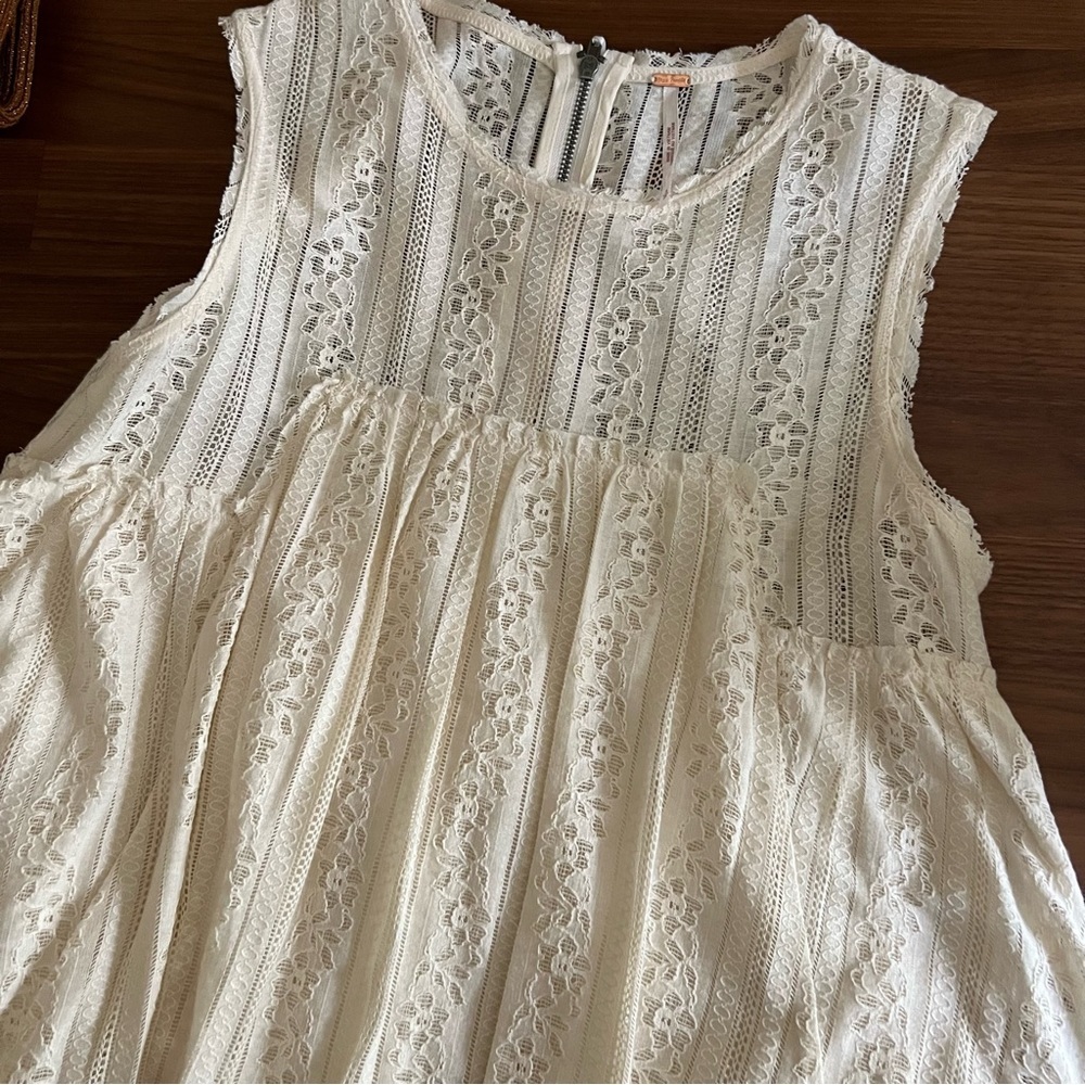 Free People Tu Es La Cream White Lace Sleeveless Mini Dress, size S - Picture 7 of 16